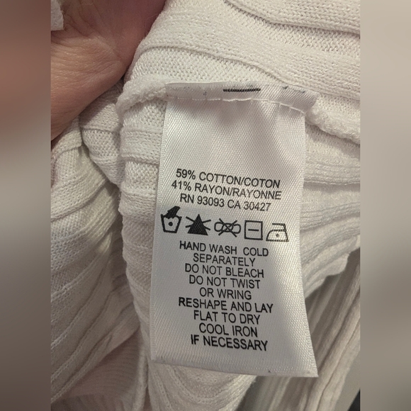 NIC+ZOE white cotton Blend black button closure ribbed Cardigan sweater plus XXL - Picture 8 of 9